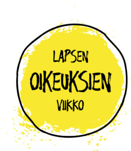 Lapsen oikeuksien viikon pyöreä kampanjalogo.