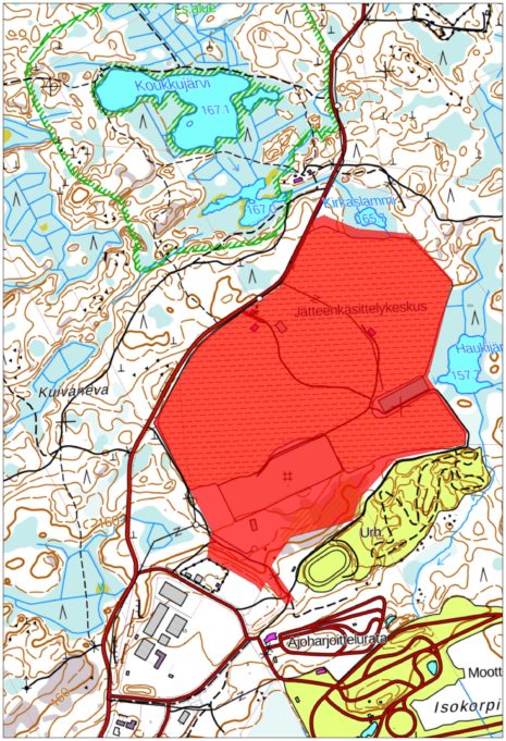 Karttakuva Pirkanmaan Jätehuollon tonttien sijainnista ECO3-yritysalueella.