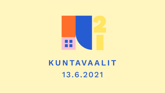 Banneri, jossa kuntavaalilogo ja teksti Kuntavaalit 13.6.2021.