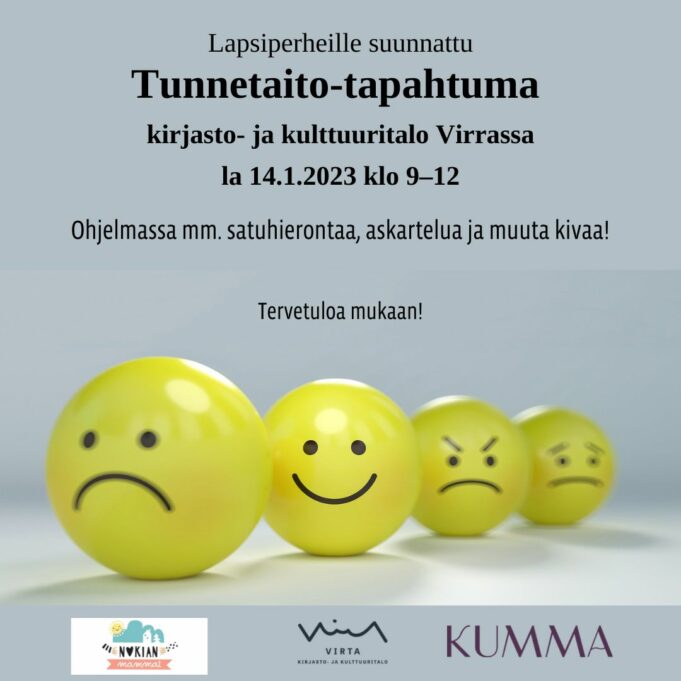 Tunnetaito-tapahtuma on la 14.1.2023 klo 9–12 kirjasto- ja kulttuuritalo Virrassa.