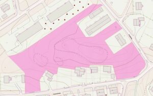 Kuvassa on osoitettu Ojanenpuiston metsätyökohde Siurossa Haukankadun ja Parkkitien kulmauksessa.